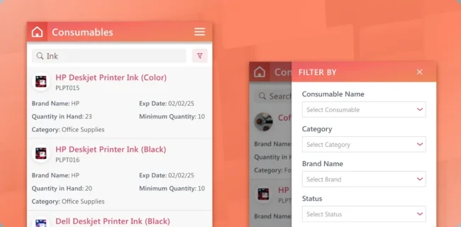 Filtering and search functionality
