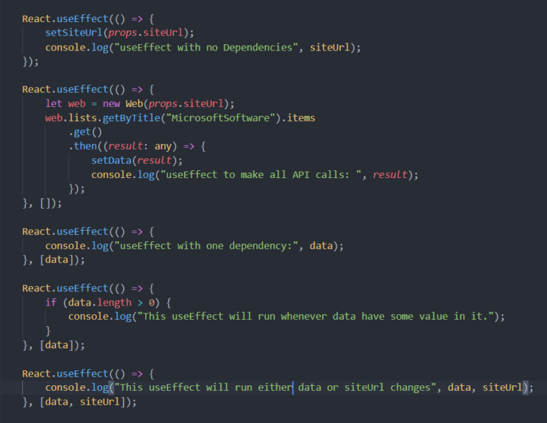 Different use case scenarios of useEffect in SPFx React solutions ...