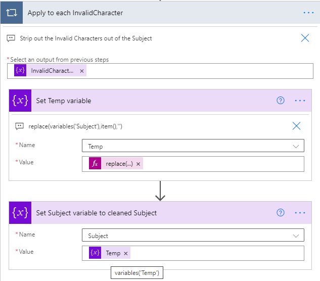 invalid character flow variable invalid character flow variable