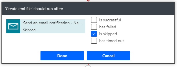 run after skip email action flow run after skip email action flow