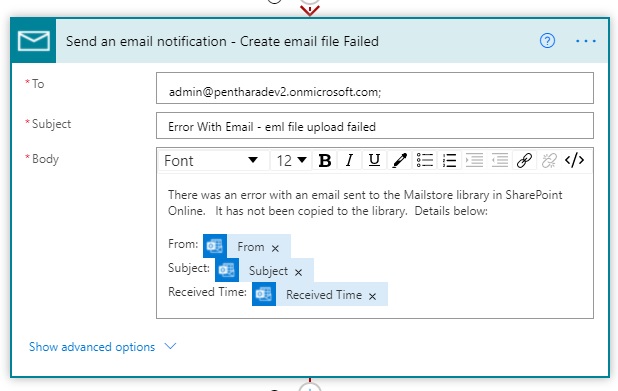 create email action failure notification create email action failure notification