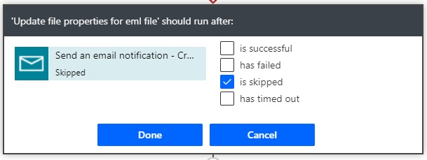 run after update file properties action skipped