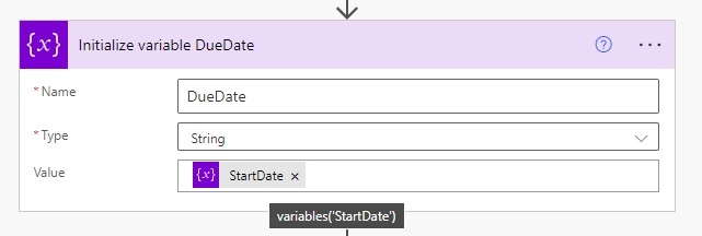 Initialize Variable DueDate Value