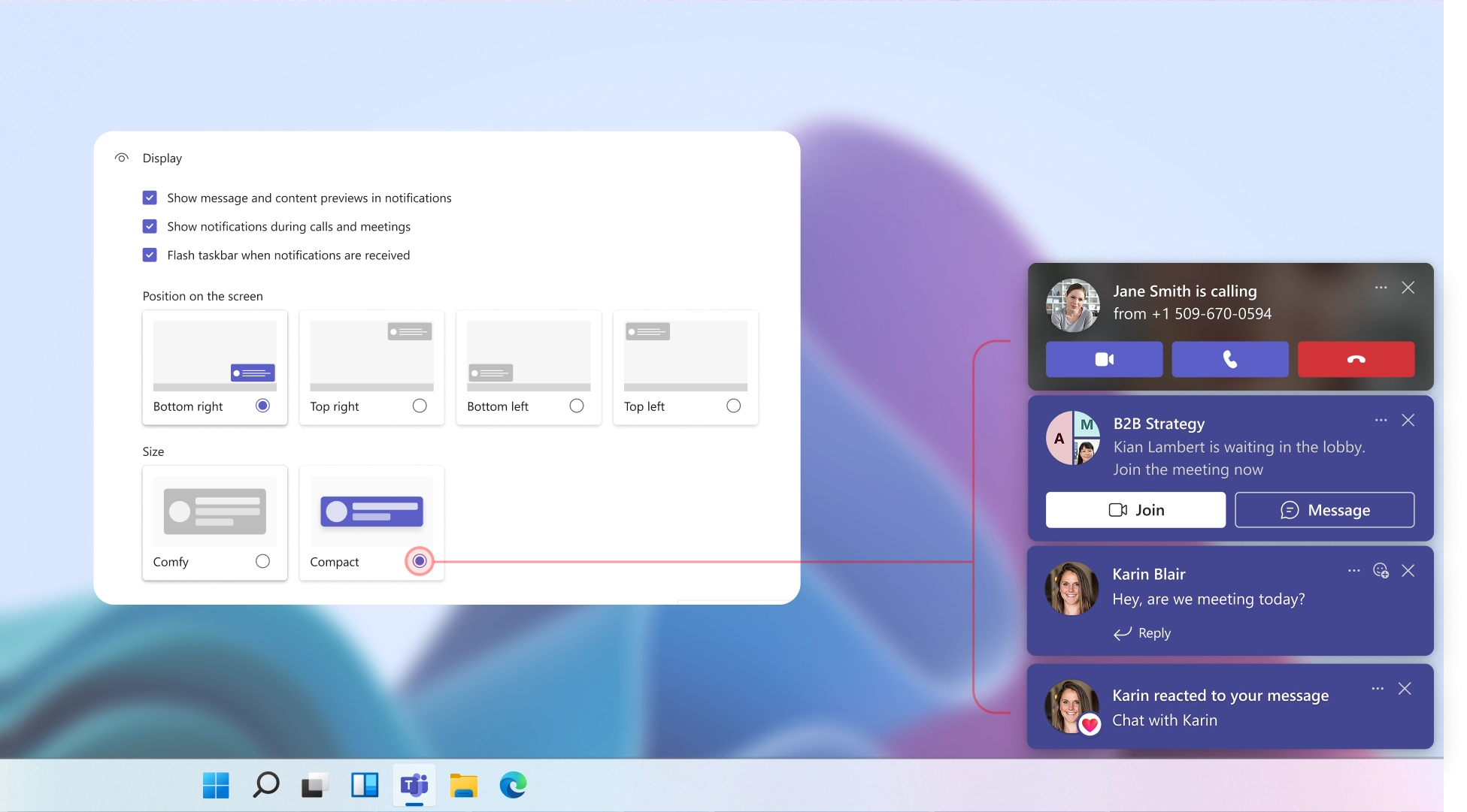 Compact notification size for users