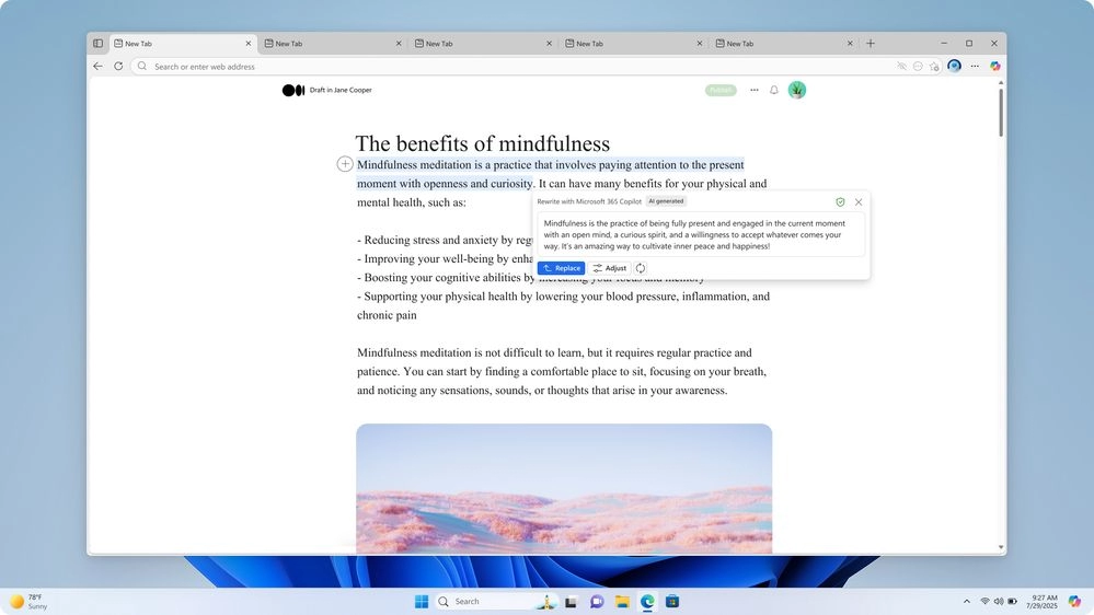In-line Compose & Rewrite in Edge