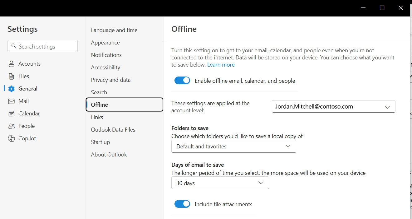 Offline editing can be enabled or disabled in Settings