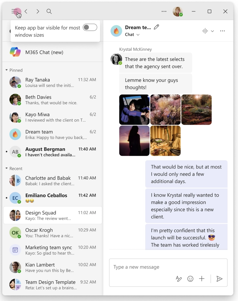 Pin appbar from the hamburger menu
