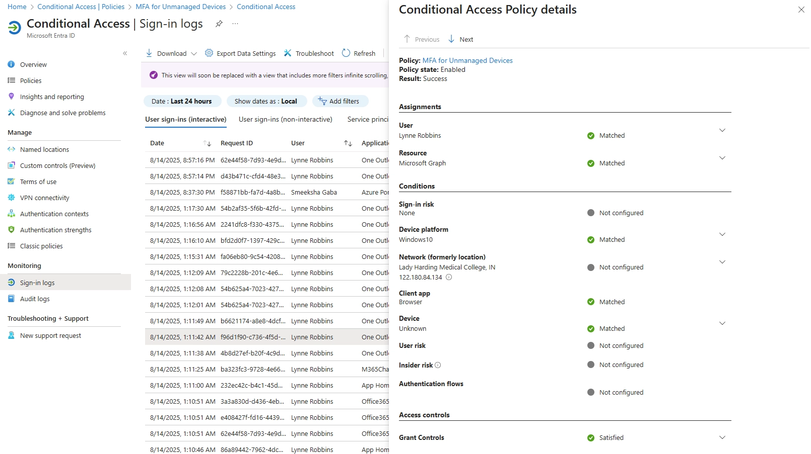 Sign-in logs in Microsoft Entra ID