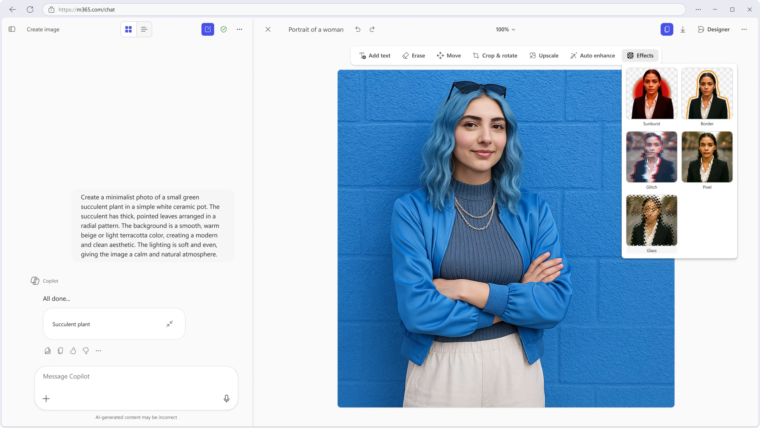 Side by side in Chat in Microsoft copilot chat 