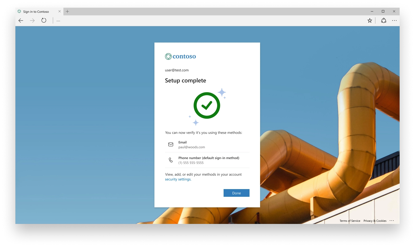 Refreshed credential enrollment and management UX with modern design element: Setup Complete screen