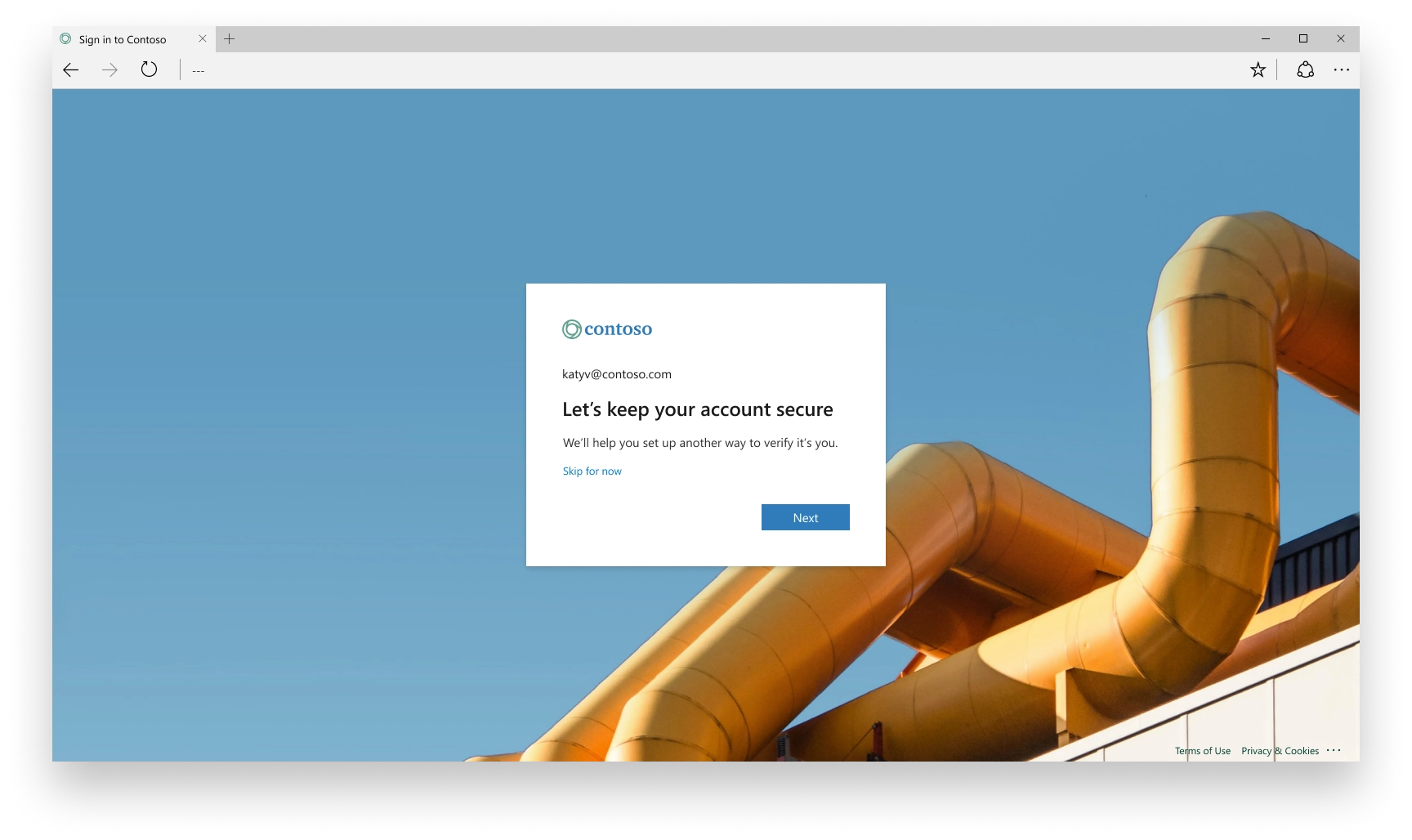 Refreshed credential enrollment and management UX with modern design element: First screen
