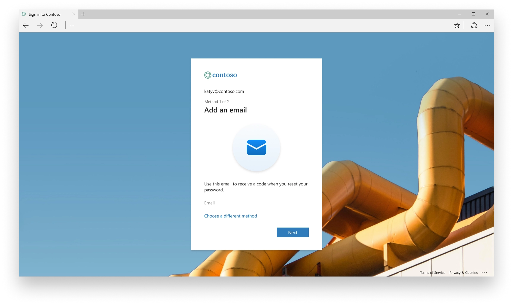 Refreshed credential enrollment and management UX with modern design element: Email Reset