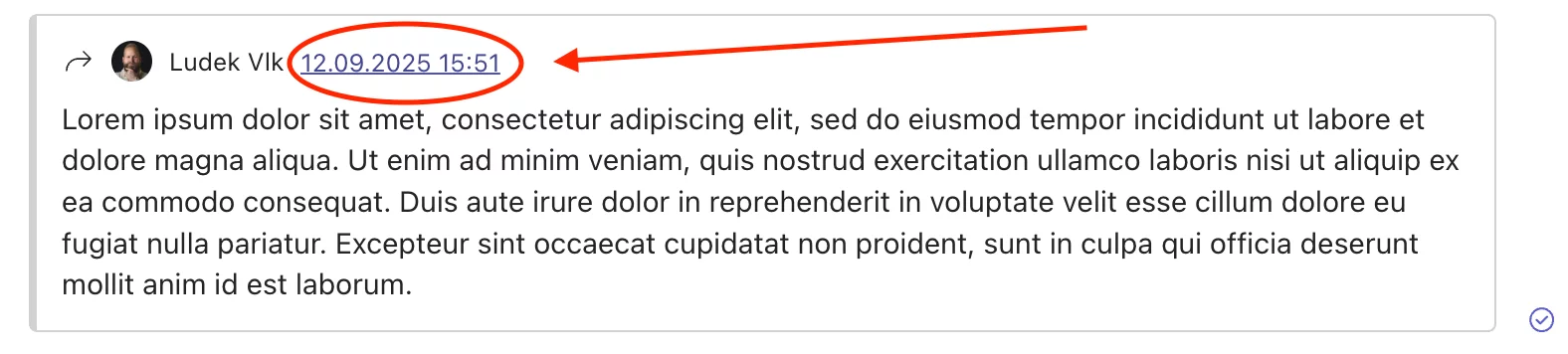 The link appears as part of the message timestamp