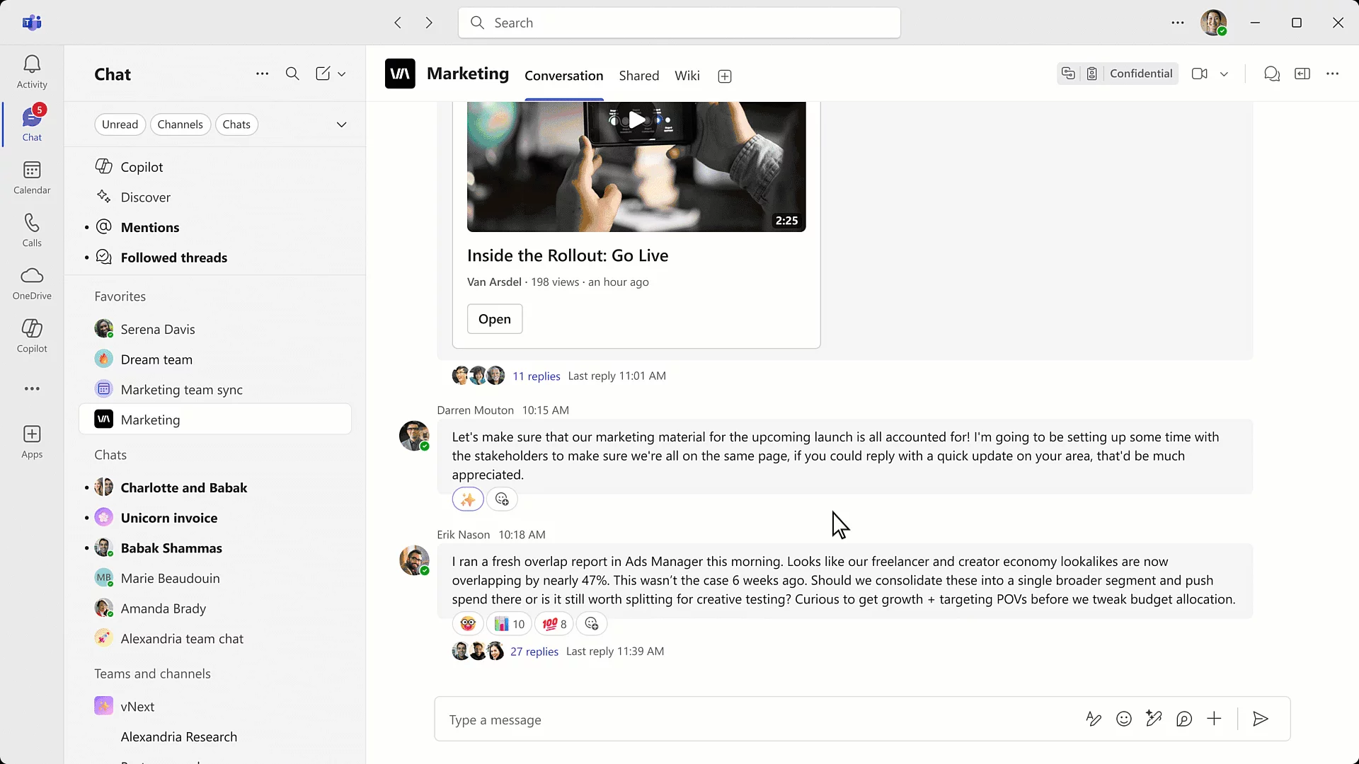 Chat and collab - Threads in channels