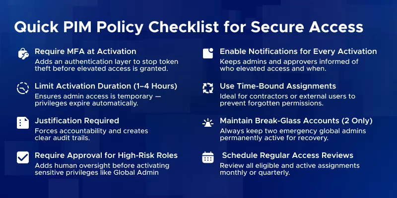 Key PIM Policies (Quick Settings & Best Practice)