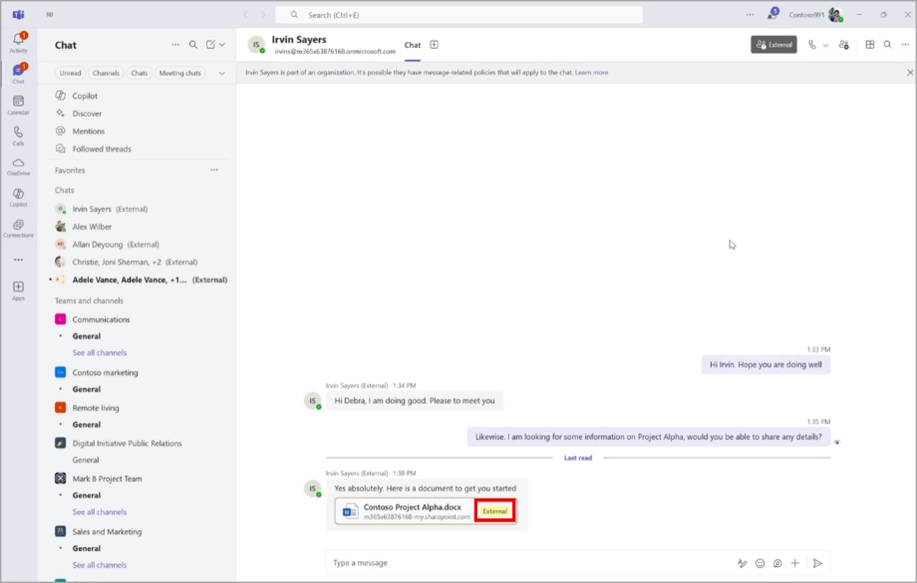 File attachment control now enabled by default in external 1:1 and group chats