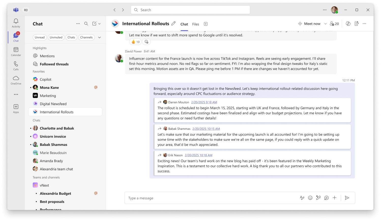 Multiple messages forwarded screenshot