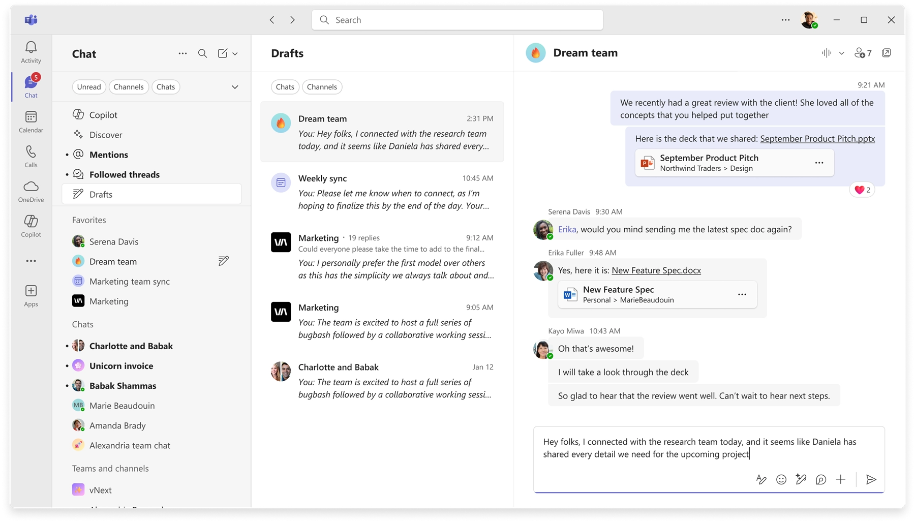 1.	Microsoft Teams: Drafts quick view for unsent messages