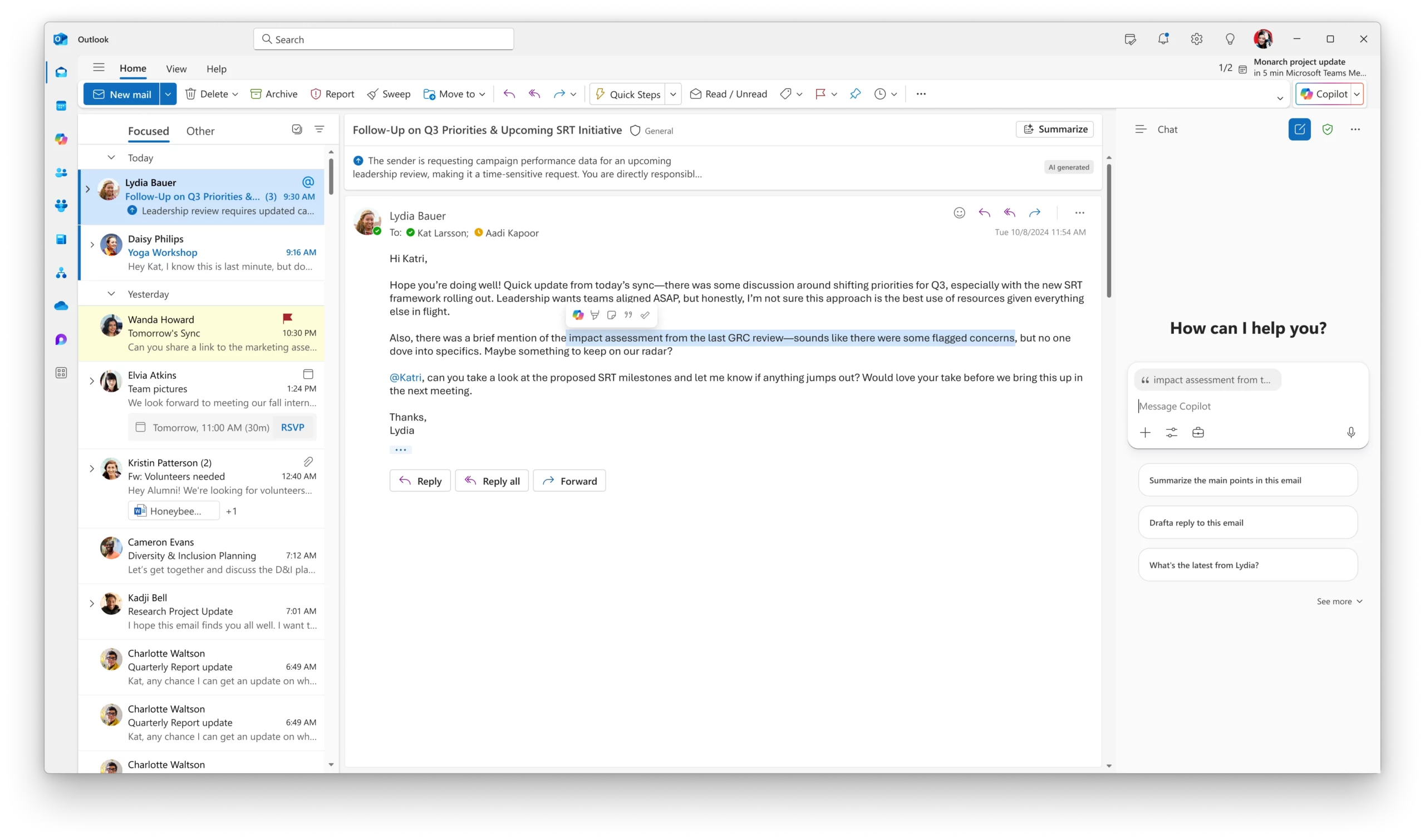 Copilot Chat_Automatic Grounding_Outlook