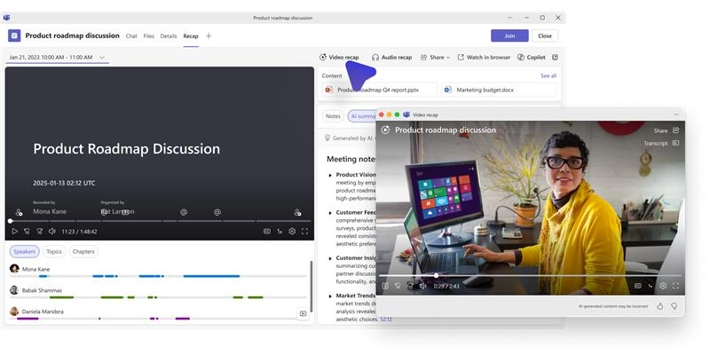 Microsoft Teams: Video-based meeting recaps