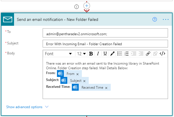 folder creation failure notification flow