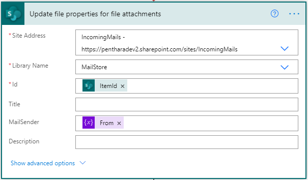 update file properties action